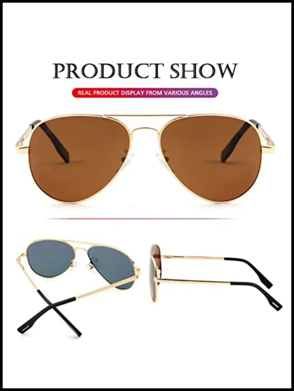 Polarized Aviator Sunglasses Metal Frame UV400 Protection 58mm